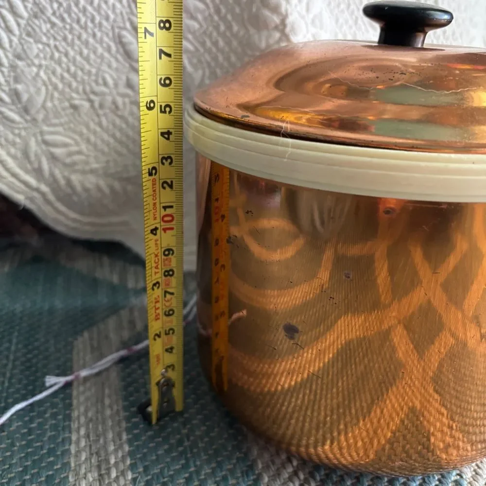 Vintage Copper ice bucket with Lid Lion head handles